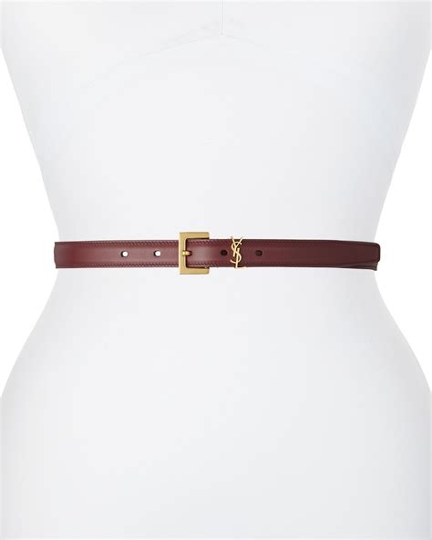 Saint Laurent Golden YSL Monogram Leather Belt